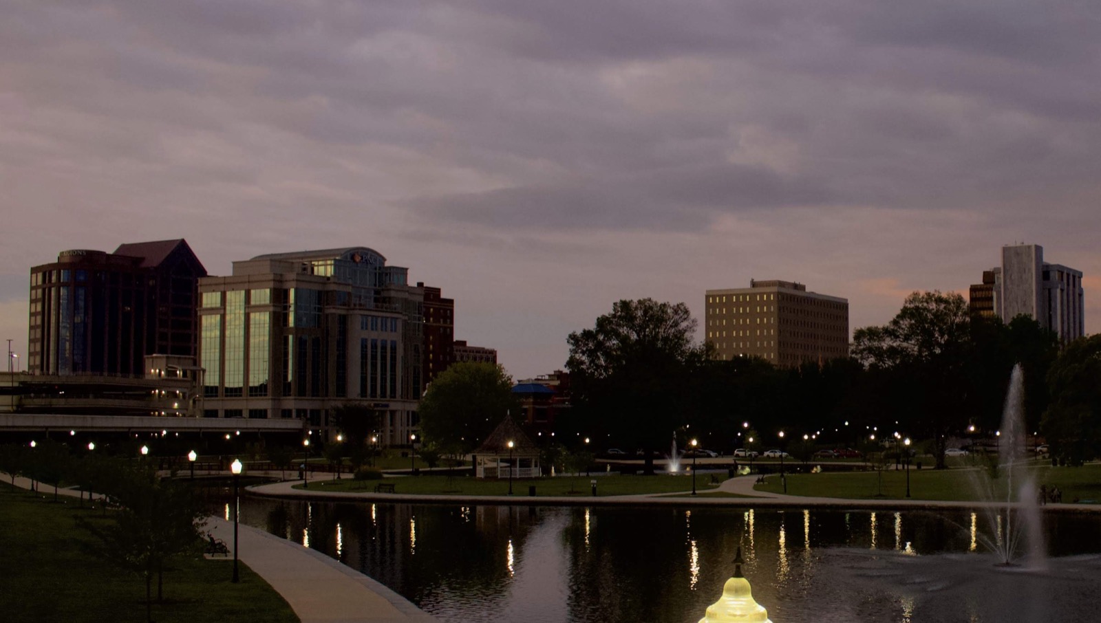 Huntsville Alabama skyline from Big Spring Park